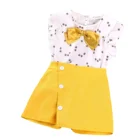 Citgeett летний костюм для малышей; Детская одежда для маленьких девочек комплект одежды из 2 предметов, костюм без рукавов, принт со звездой, топы со свободным воротником с желтый трапециевидная короткая юбка От 2 до 6 лет