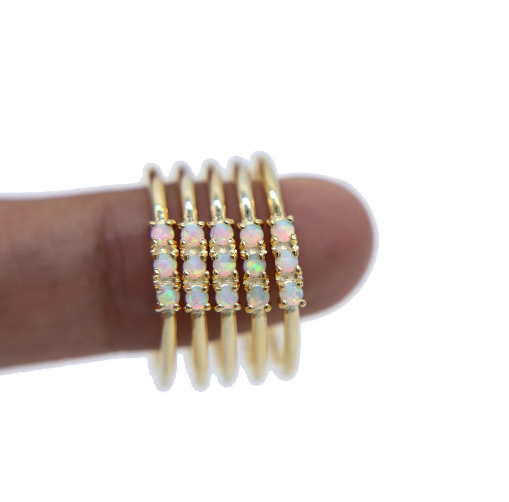 Женское кольцо в горошек белое с огненным опалом Ювелирное Украшение для