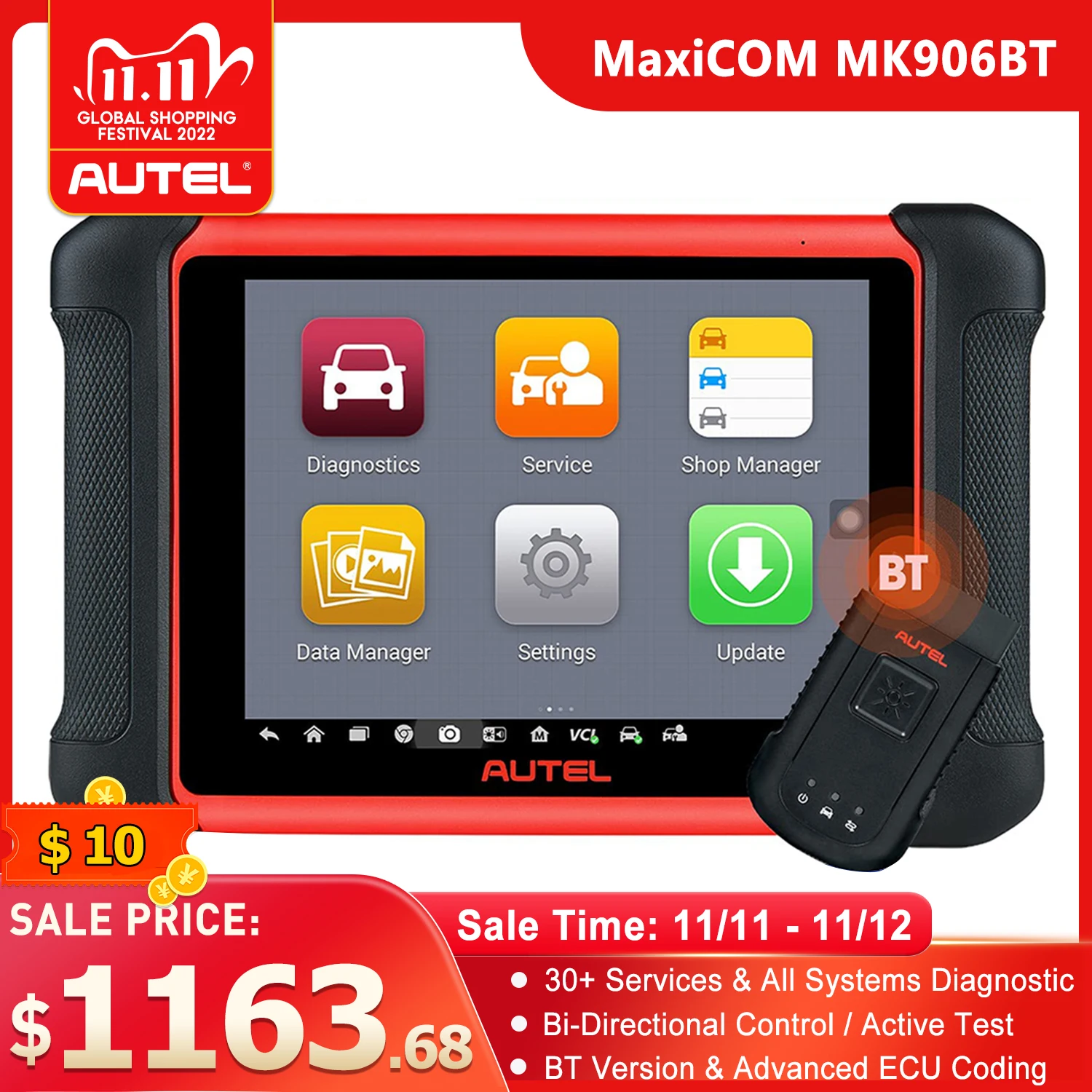 

Autel MaxiCOM MK906BT Расширенный диагностический инструмент OBD2 сканер беспроводной автомобильный прибор для кодирования ECU VS MS906BT MS908P MS906