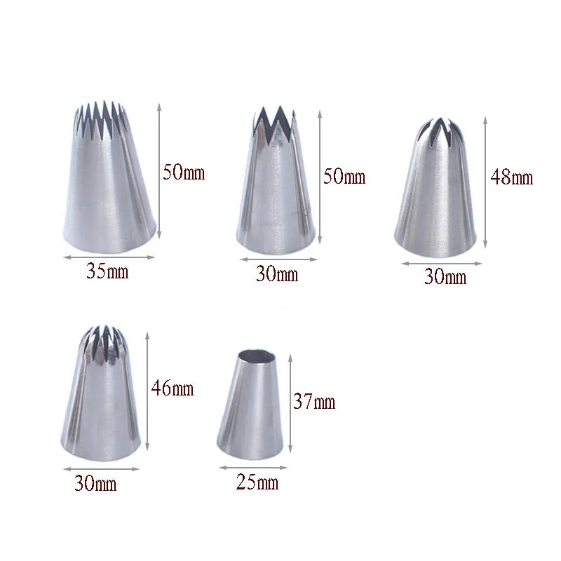

5Pcs Cakes Decoration Set Cookies Supplies Russian Icing Piping Pastry Nozzle Stainless Steel Kitchen Gadgets Fondant Decor
