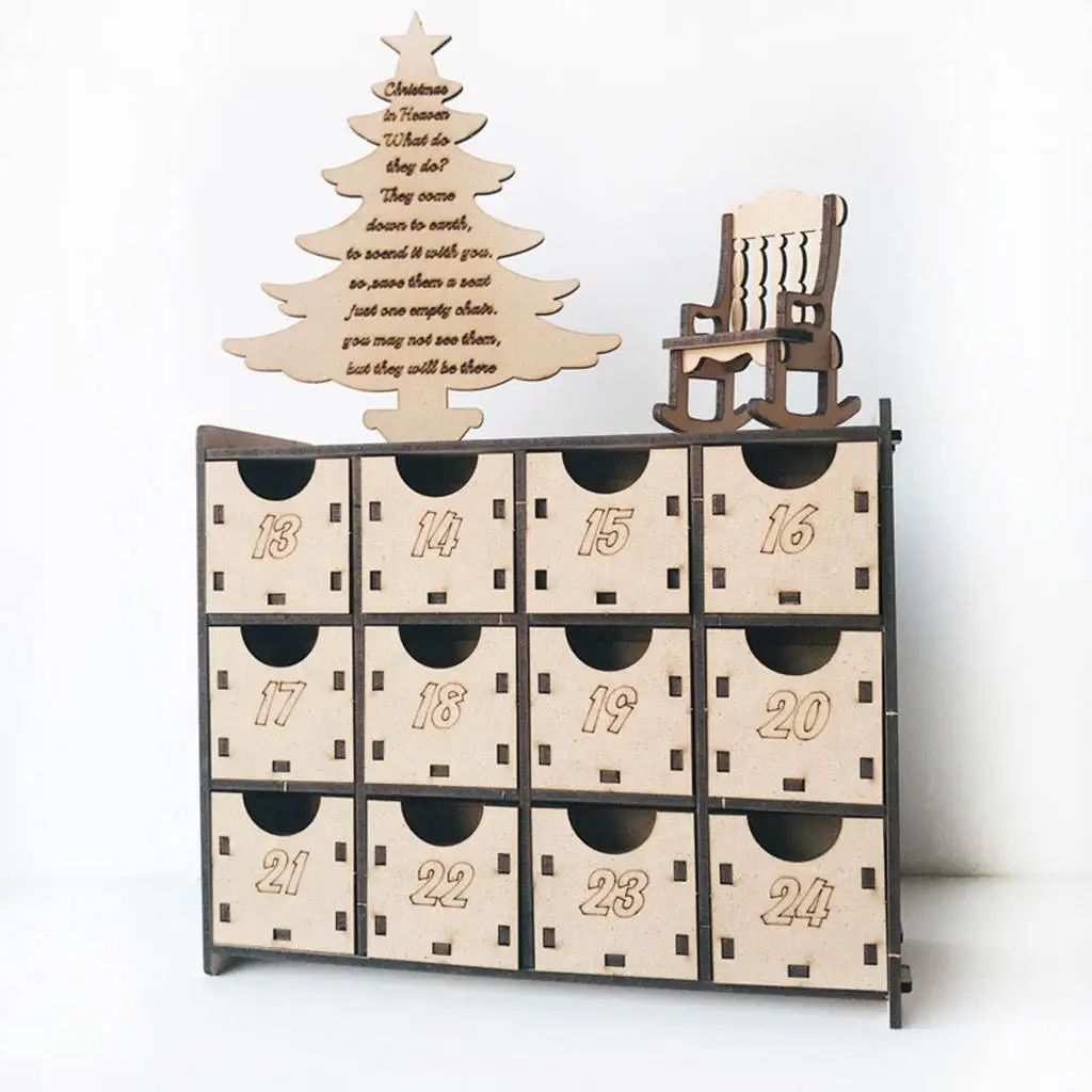 

Reusable Advent Calendar with LED Light Decoration 24 Drawers for Holiday Festival Kids Gifts