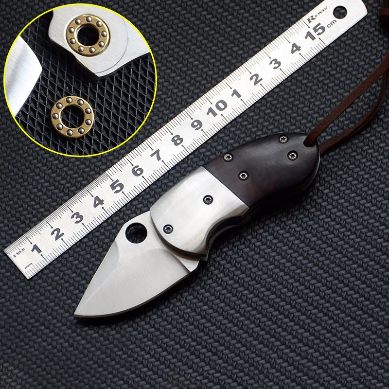 

High Hardness Chrome Steel Folding Knife with Sandalwood Handle Handicraft Mini EDC for Outdoor Lady Defense Survival Tool