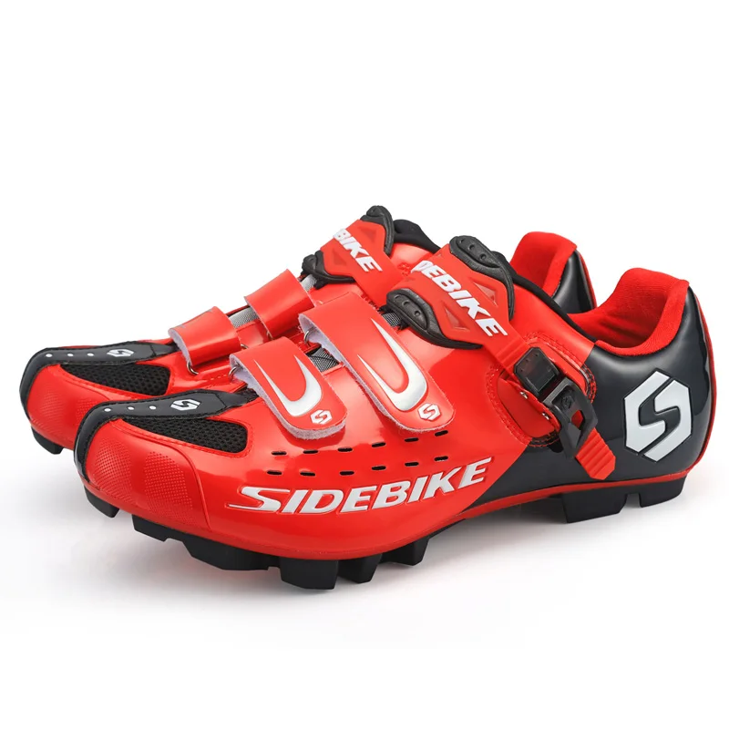 Sidebike MTB обувь для велоспорта Спортивная профессиональная обувь для велоспорта и наборы педалей, включая MTB педали - Цвет: red shoes