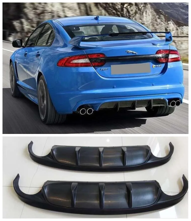 

Fits For Jaguar XF 2009 2010 2011 2012 2013 2014 2015 ABS Black Car Rear Bumper Lip Diffuser Protector