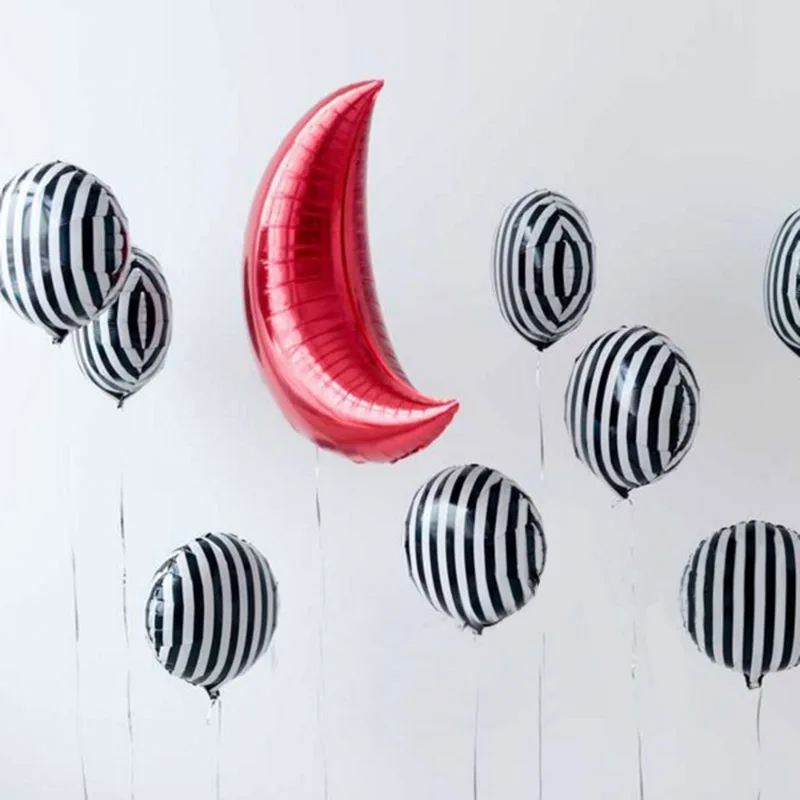 Воздушный шар из фольги в черно-белую полоску 18 дюймов 1 шт. | Дом и сад