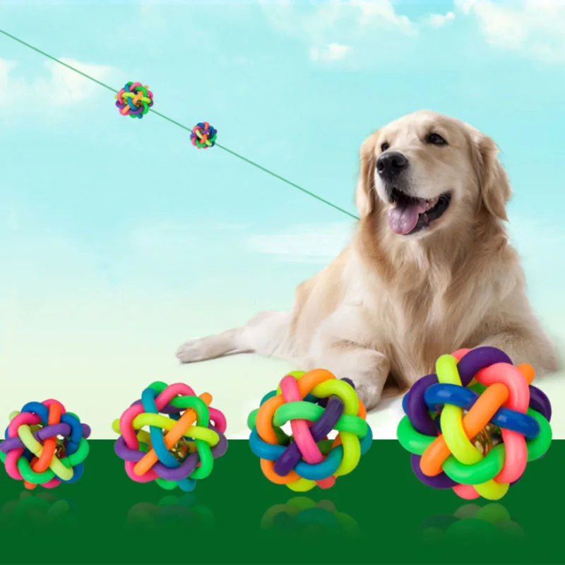 

1Pc Round Rubber Rainbow Pet Ball Colorful Dog Woven Ball Dog Cat Interactive Toy Chew Toys Teeth Training Pet Supplies