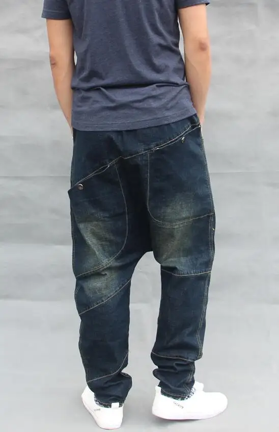 Cross-Pants Men's Loose Tapered Feet Harem Pants Loose Jeans Denim Harem Jeans Ripped Jeans Size 28-40