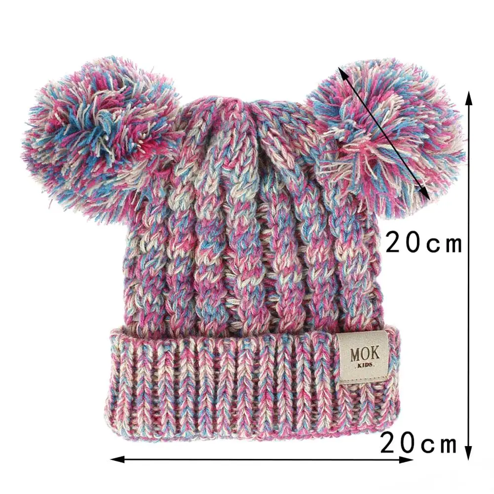 Детская шерстяная вязаная шапка двойной вязаный шарик для мальчиков и