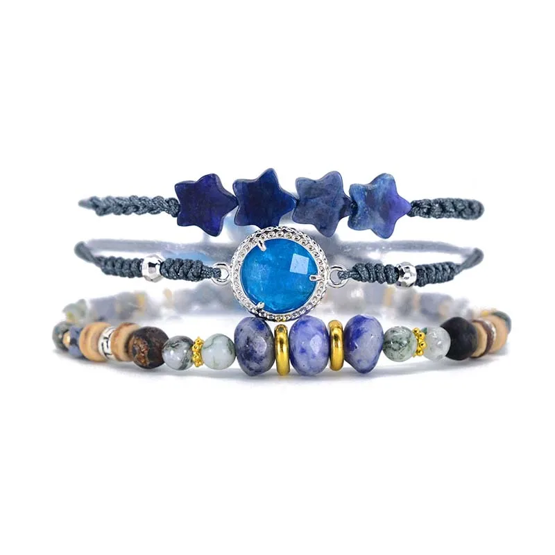 Bohemian Fashion Blue Crystal Pendant Adjustable Bracelet For Women Jewelry | Украшения и аксессуары