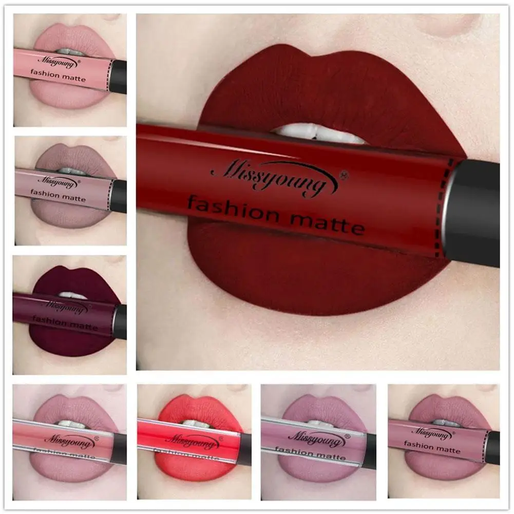 

Hot Sale Matte Velvet Liquid Black Lipstick Brown Easy To Color Lip Gloss Long Lasting Sexy Lip Makeup Cosmetic Maquiagem