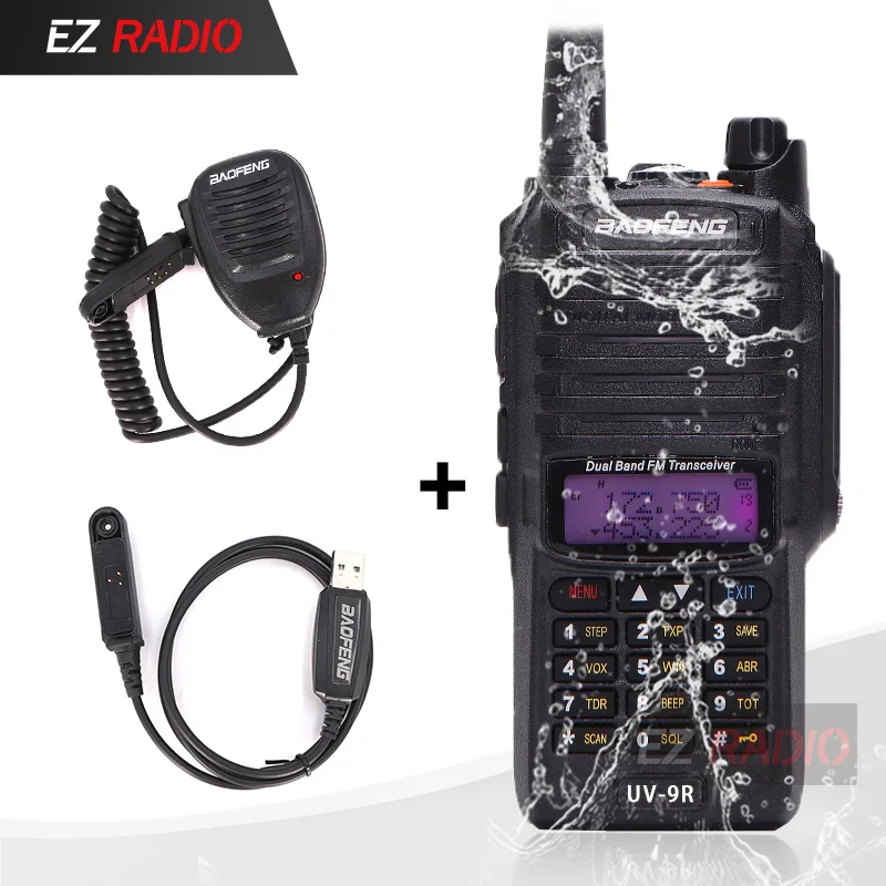 Add MIC - Cable Baofeng 8 W радио UV-9R Водонепроницаемый IP67 Walkie Talkie 10 км Baofeng UV-XR GT-3WP UV-5S UV-5R WP Long Range радио для охоты - Цвет: Add MIC - Cable