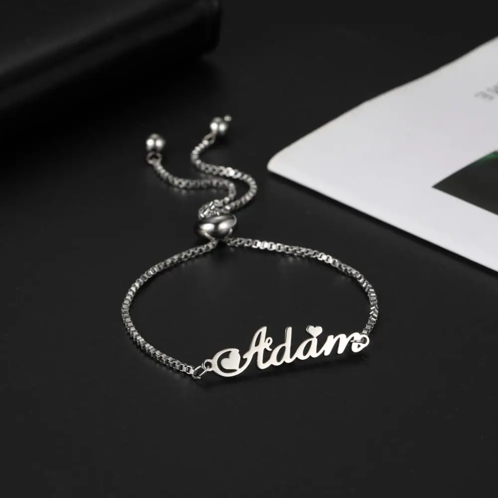 

Customized Name Bracelet For Women Kids Personalized Stainless Steel Adjustable Custom Nameplate Bracelets Anniversary Jewelry