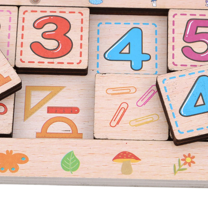 

Wooden Children's Log Board Geometry Set Early Education Children's Toys Learning Board Column Arithmetic Puzzle