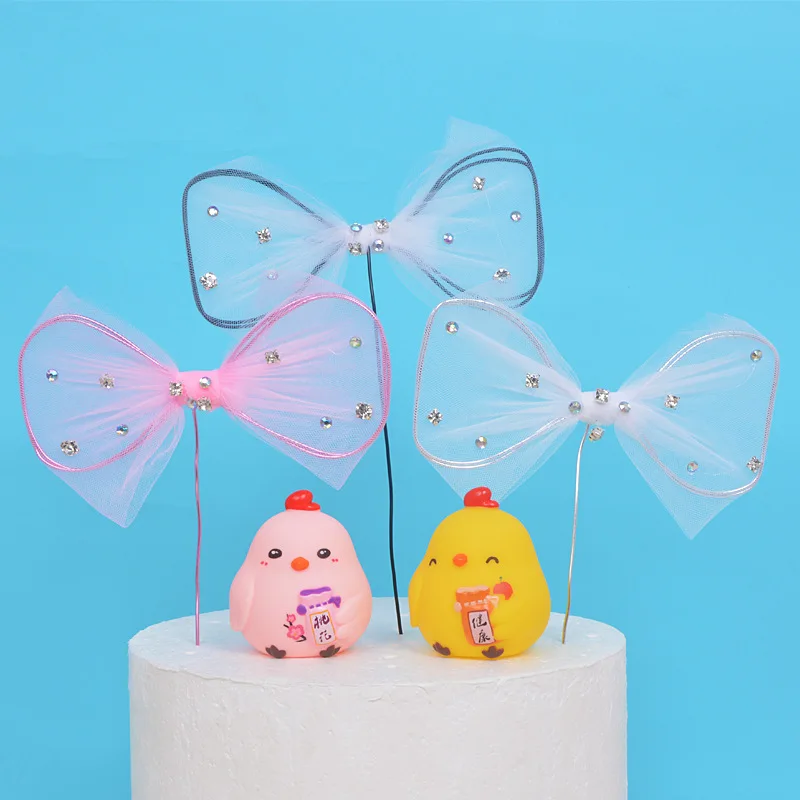 Милый торт Топпер бант стразы кристалл вставки Декор еда топперы с днем рождения