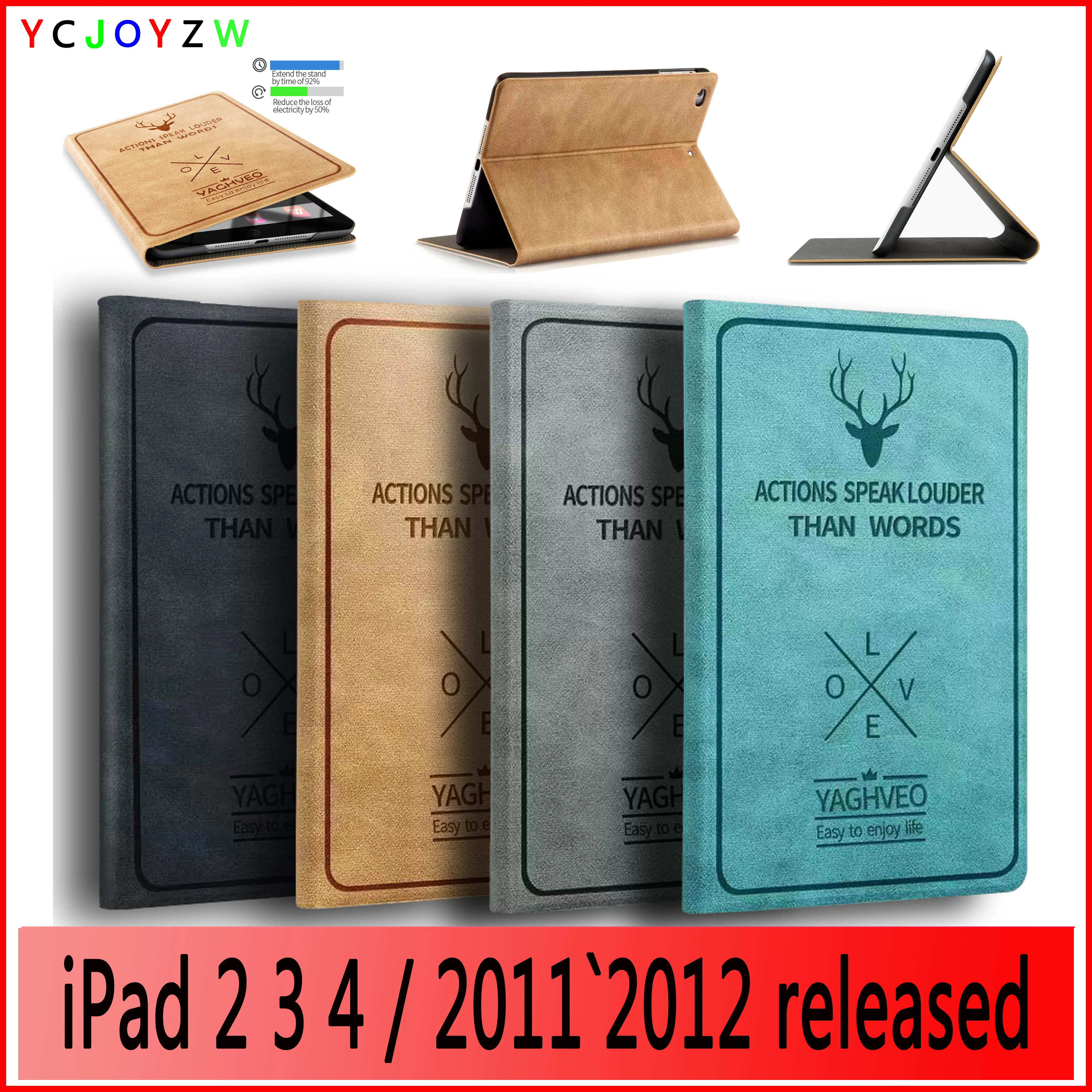 

Чехол для iPad 2 3 4, магнитная подставка, чехол из искусственной кожи с головой оленя для iPad 2, умный чехол для iPad 3, чехол для планшета, чехол для ...