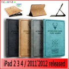 Чехол-книжка для iPad 2, 3, 4, с магнитной подставкой, из искусственной кожи, с головой оленя