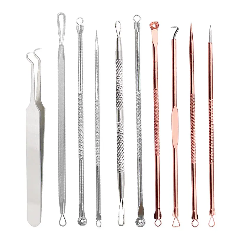 

2-10pcs Stainless Steel Acne Removal Needles Pimple Blackhead Remover Tools Spoon Face Skin Care Tools Needles Face Pore Clean