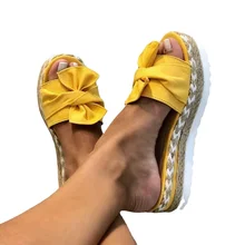 Sandalias de plataforma con lazo para mujer, chanclas de verano para interiores y exteriores, zapatos de playa, 2021 (1)