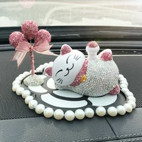 new diamond lucky cat shaking hand car ornaments luxury crystal auto interior decorations rhinestones ornament placed in the car