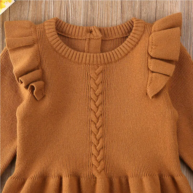 Infant Newborn Baby Girls Playsuit Knitted Spring 0-3Y Autumn Clothing Long Sleeve Solid Ruffled Jumpsuit Outfit | Детская одежда и
