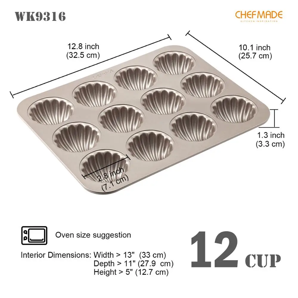 CHEFMADE Madeleine форма для выпечки тортов 12 полости с антипригарным покрытием