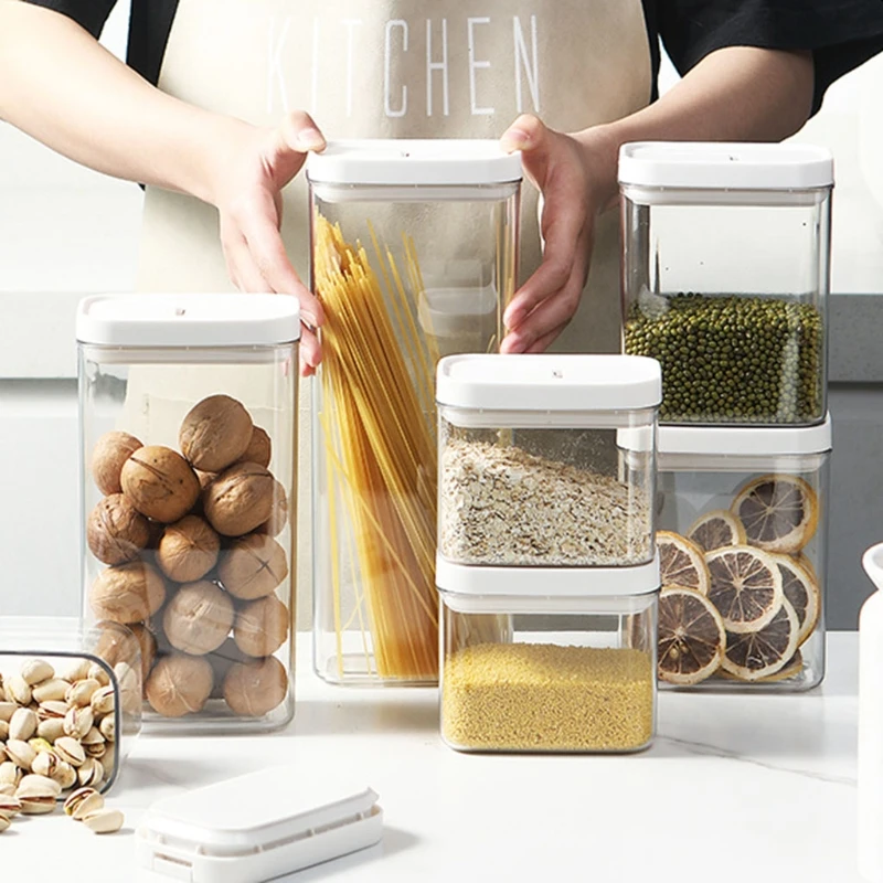 

Airtight Food Storage Containers Plastic Cereal Containers with Easy Lock Lids for Kitchen Pantry Organization