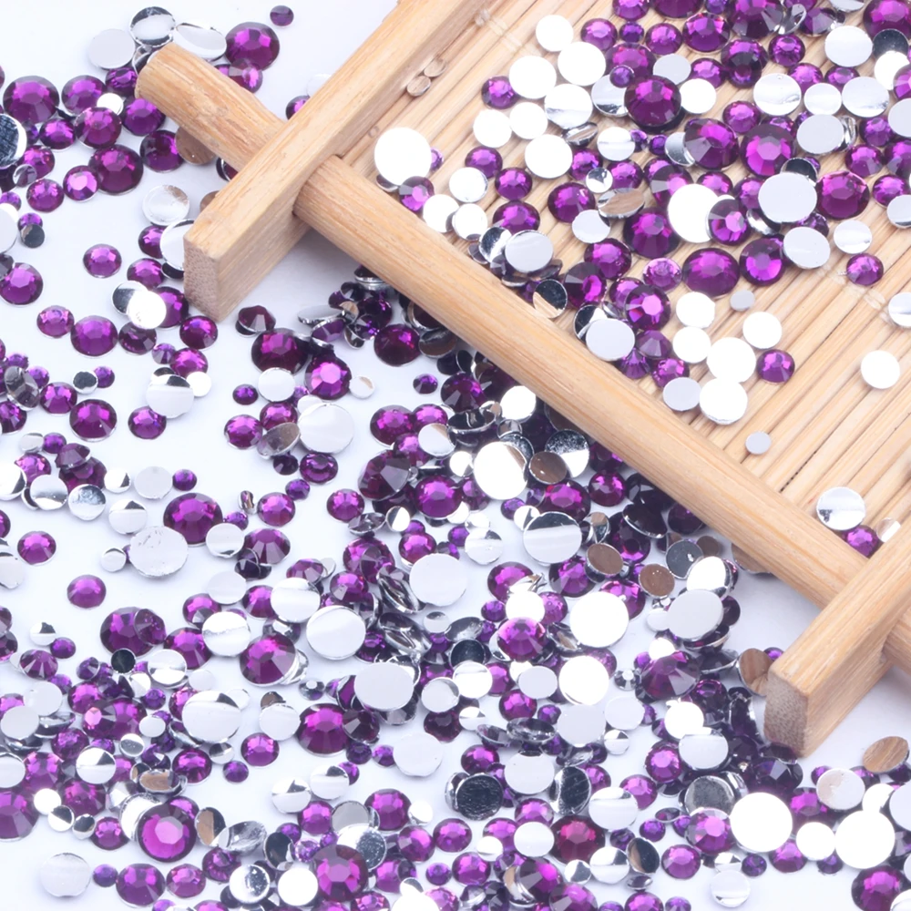 2-6 мм старая роза из полимерной смолы Стразы с круглым плоским основанием без