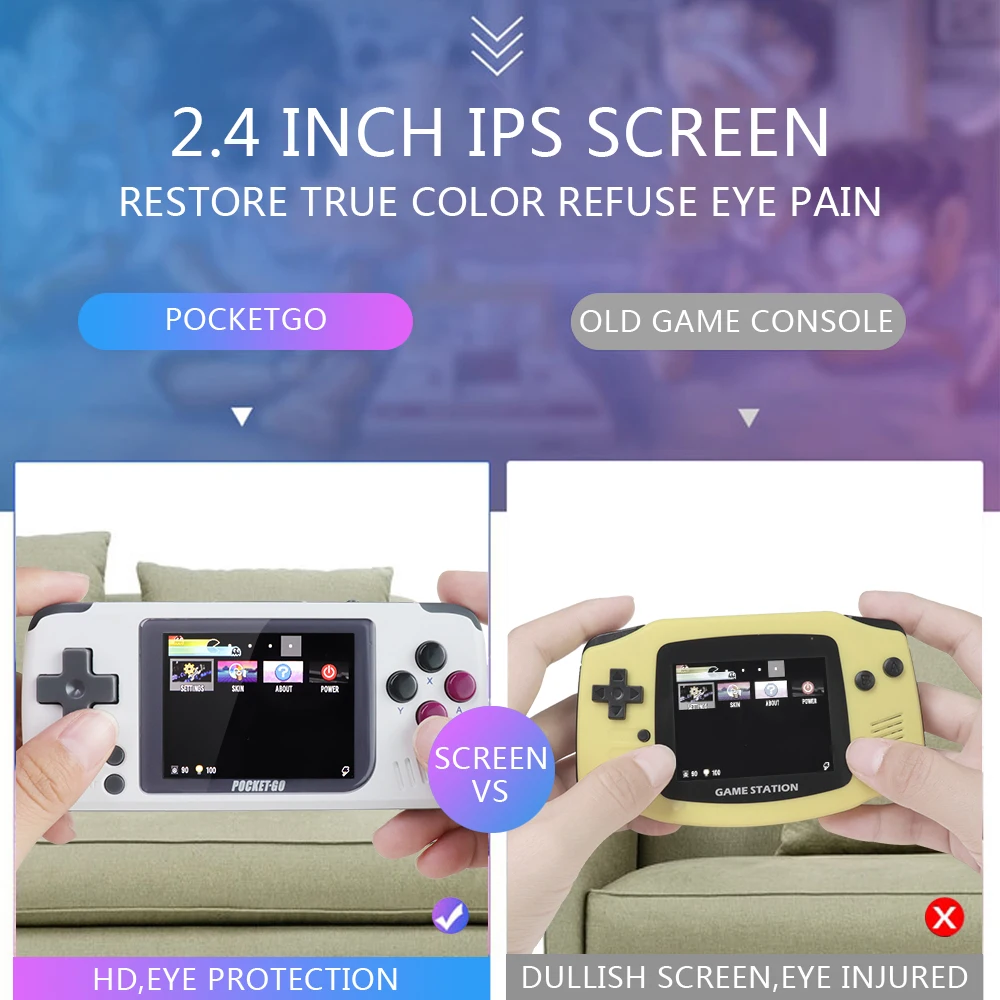 PocketGo, 2,4 дюймов ips экран мини Ретро игры ручной, открытый источник с внешним 8 Гб карты памяти игровая консоль