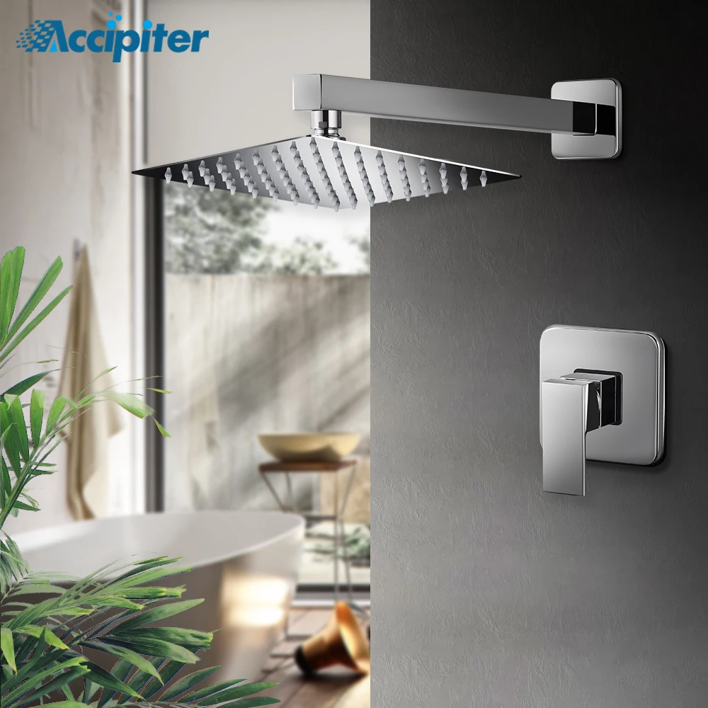 2 функции скрытый смеситель для душа с 8 дюймовым ультра тонким квадратным