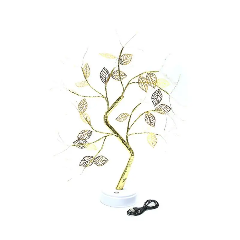 

New Tree Lamp LED Warm Light Gold Leaf Copper Wire Tree Lamp Small Table Lamp Battery USB Universal Decorative Tree Lamp