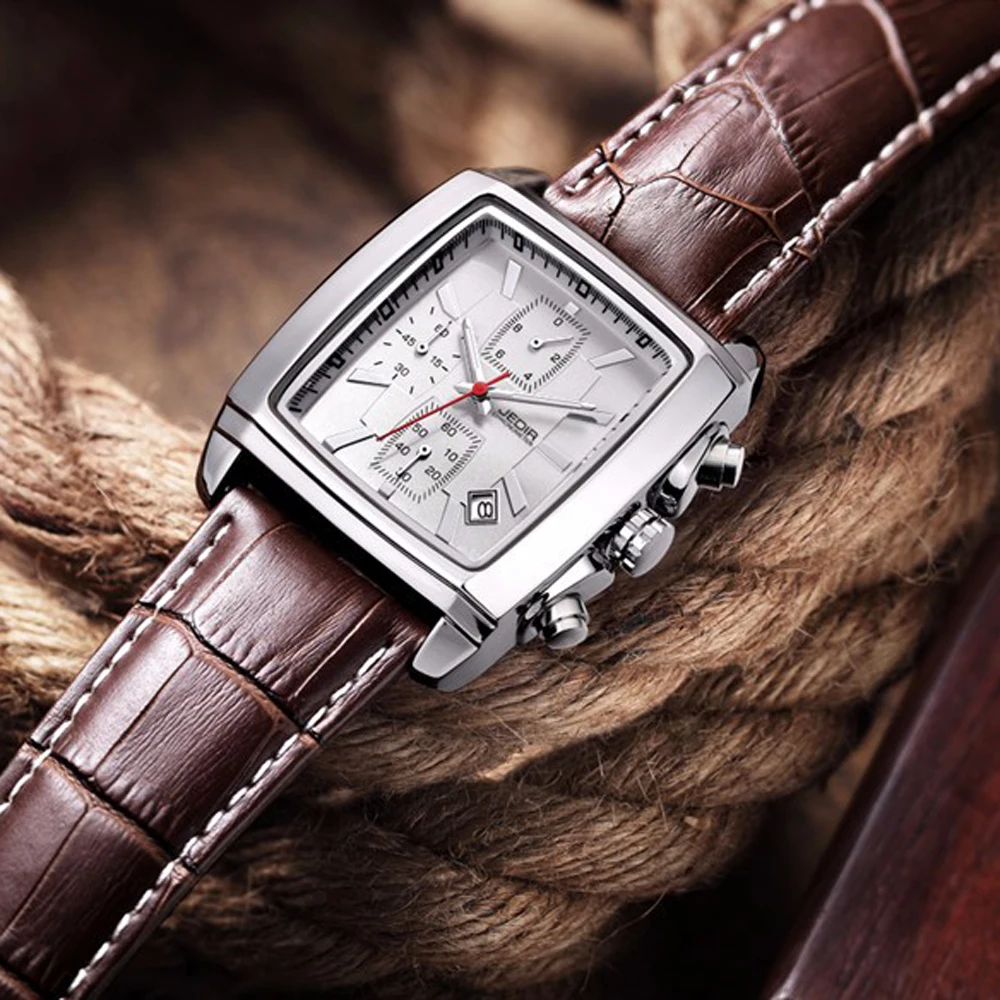 Серебряные часы Топ бренд Мужские с хронографом спортивные водонепроницаемые