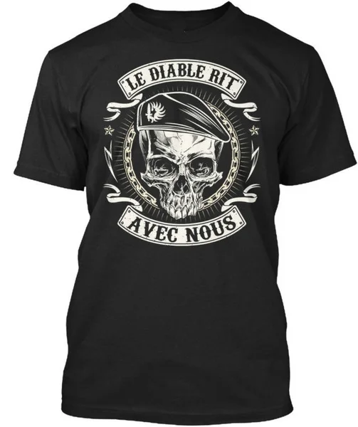 

Parachutiste Le Diable Rit , Avec Nous T-shirt Men's Fashion Crew Neck Short Sleeves Cotton Tops Clothing, Black