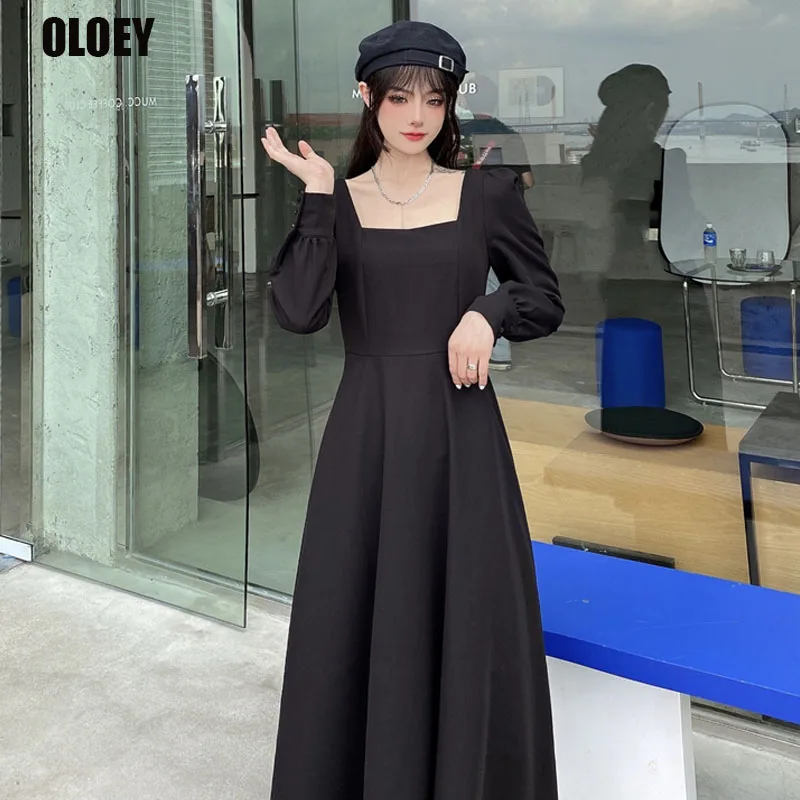 

One-Piece Women Korean Elegant Dress 2021 Autumn New Fashion For Female Slim Long Sleeve Dresses French Office Dress Midi Dress