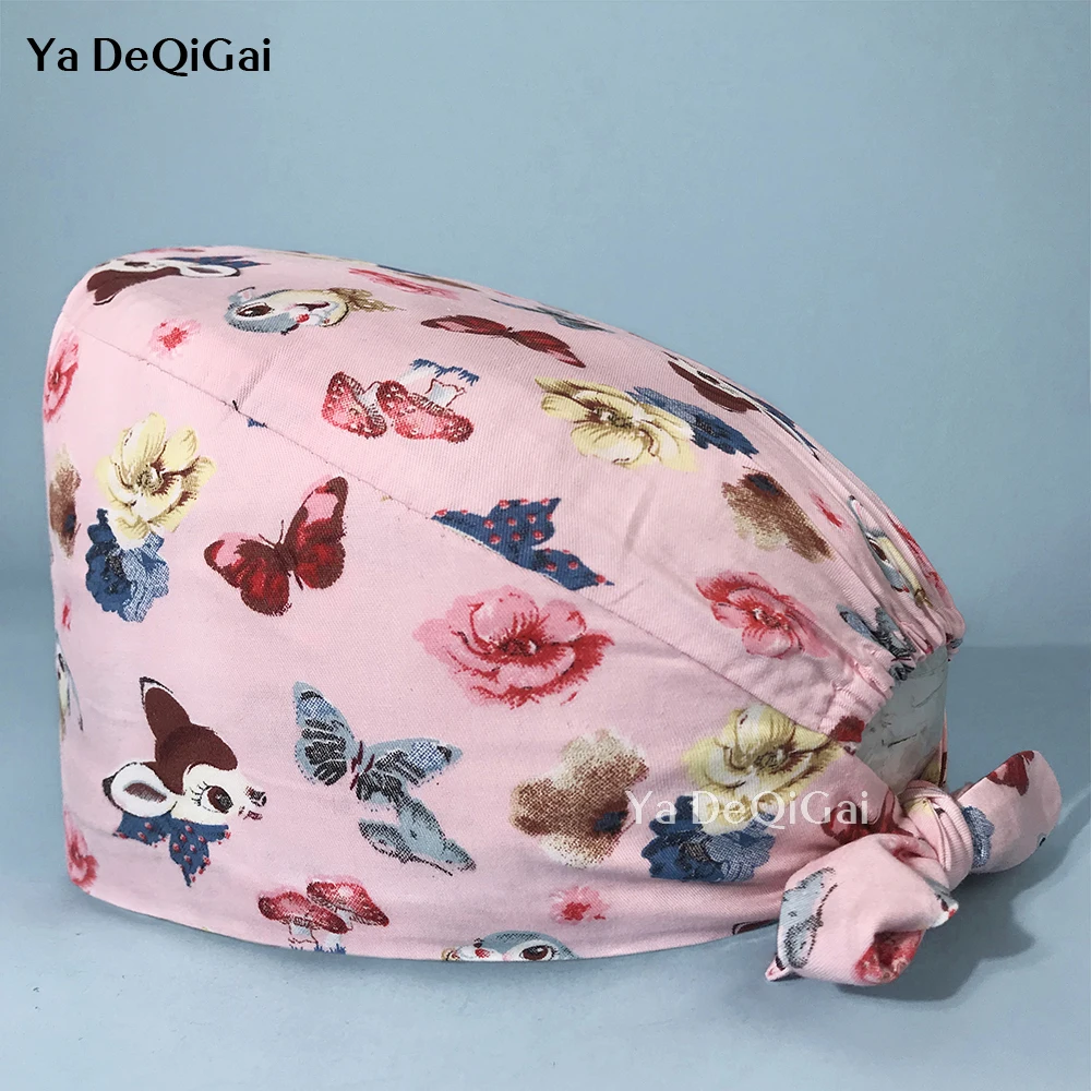 

new Multicolor Breathable Male and female Surgical hats Fashion CartoonPrinting Beauty Salon Nursing Cap Pure Cotton scrub hat