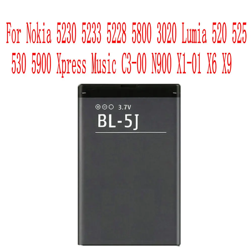 

Высокое качество 1320mAh BL-5J батарея для Nokia 5230 5233 5228 5800 3020 Lumia 520 525 530 5900 Xpress музыкальный C3-00 N900 сотовый телефон