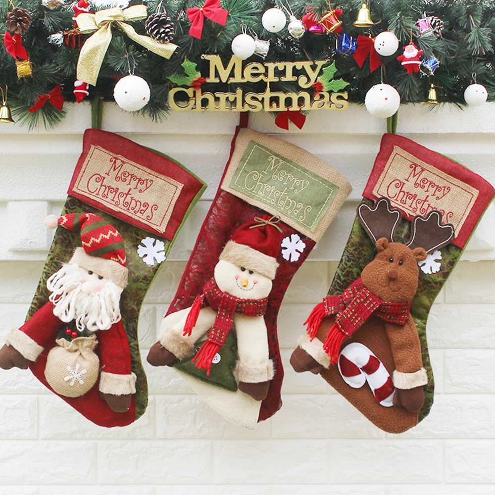 Детские игрушки рождественские носки подарочные пакеты украшения большие