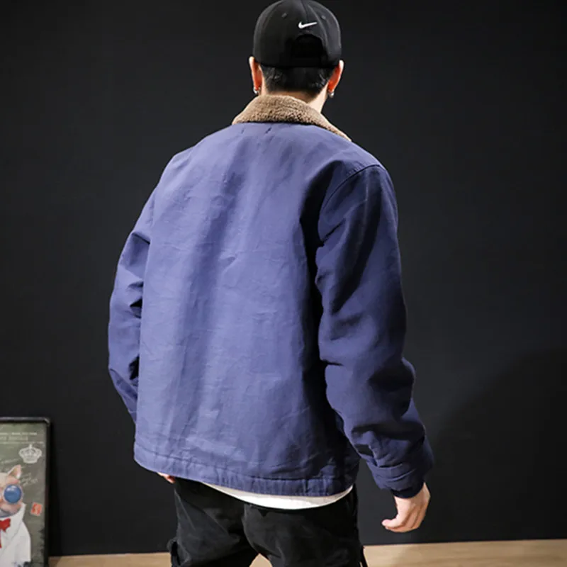 

Navy N1 Deck Suit Jacket DECK JACKET Thickened N1 Lamb Velvet Cotton Jacket Men