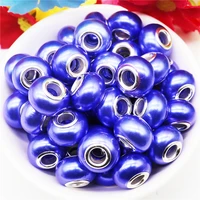 10pcs silver plated light color theme resin murano european charms beads spacers fit pandora bracelet snake chain jewelry making