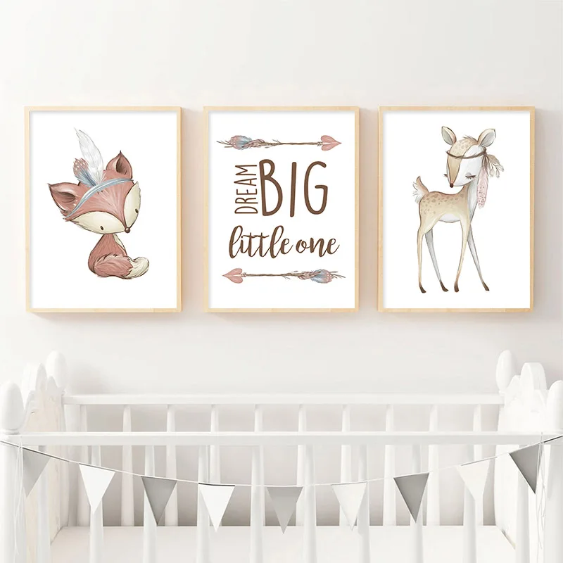 Детские стихи с изображением животных из племени леса оленя лисы постер Картина