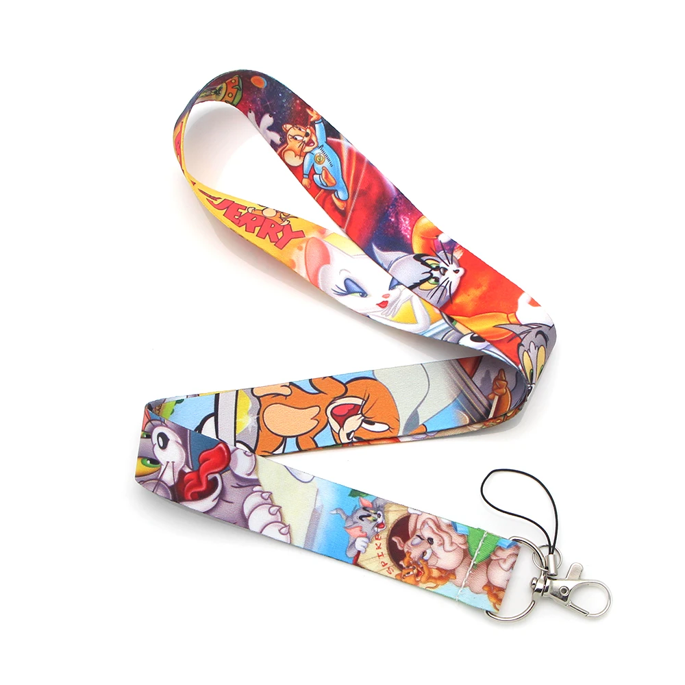 

V186 Wholesale 20pcs/lot Cat and Mouse Cartoon Straps Lanyard ID Badge Neck Straps Rope Chain Necklace Jewelry