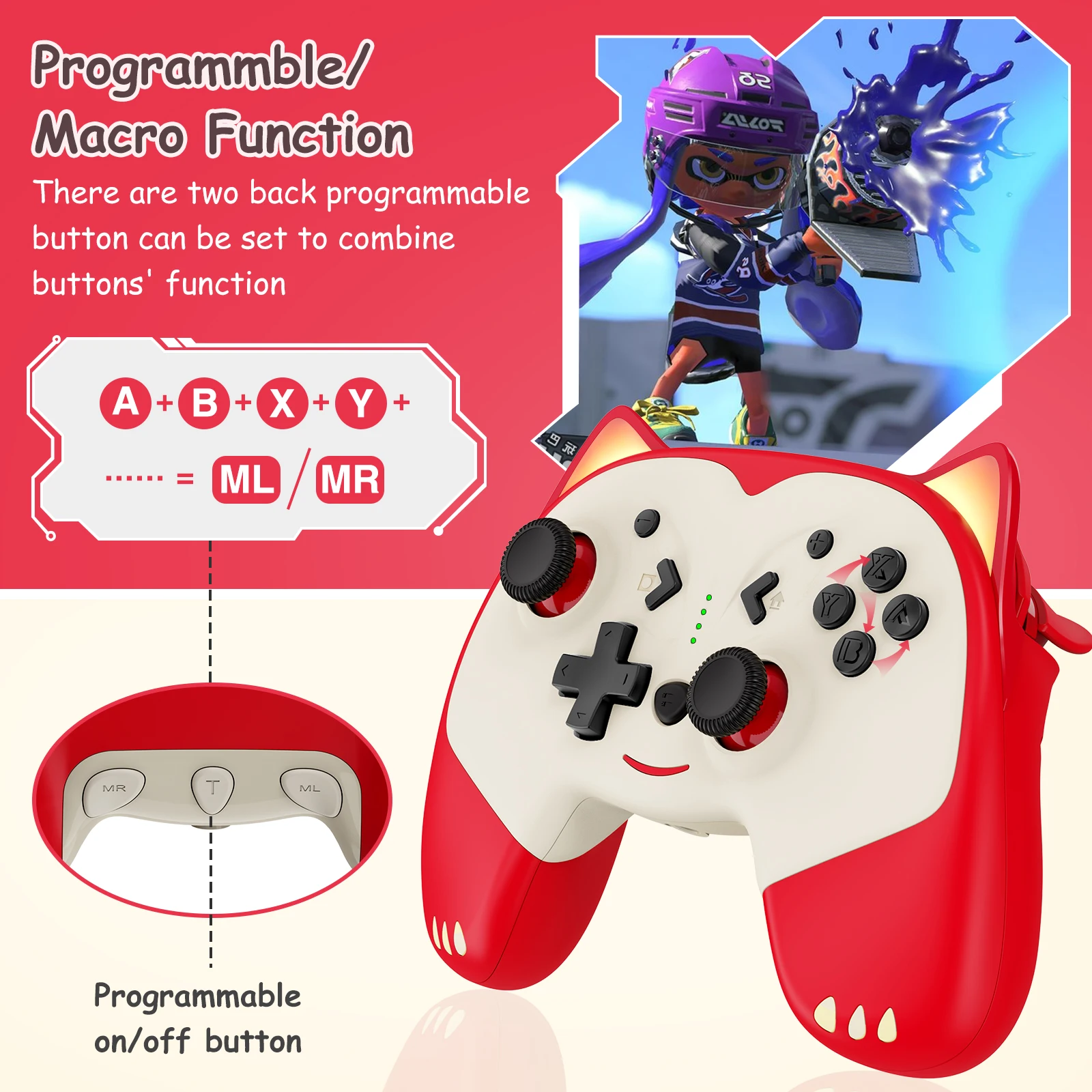 

Lovely Bluetooth Gamepad for Nintendo Switch Controllers Wireless Pro Controllers with Wake-Up Function for Nintendo Switch/Lite