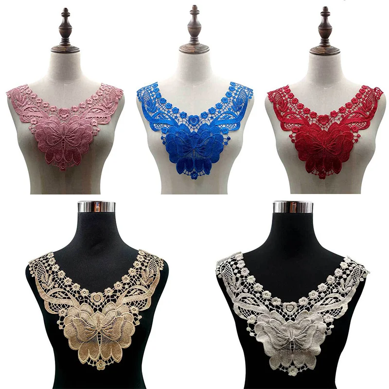 Искусственный воротник ткань для шитья цветок Кружевная аппликация сделай сам
