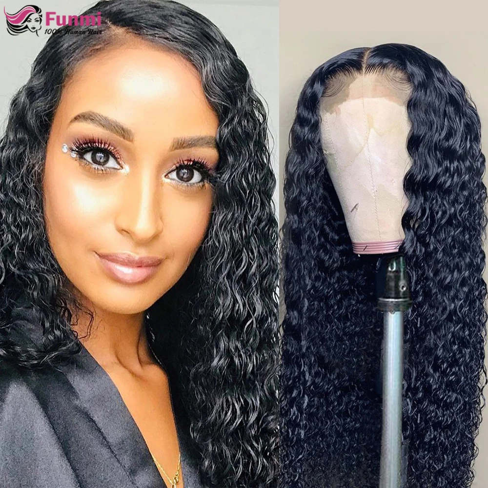 Water Wave Lace Frontal Wigs Brazilian Human Hair Wigs 180% Density Wet and Wavy Lace Front Wig For Black Women 4X4 Closure Wigs