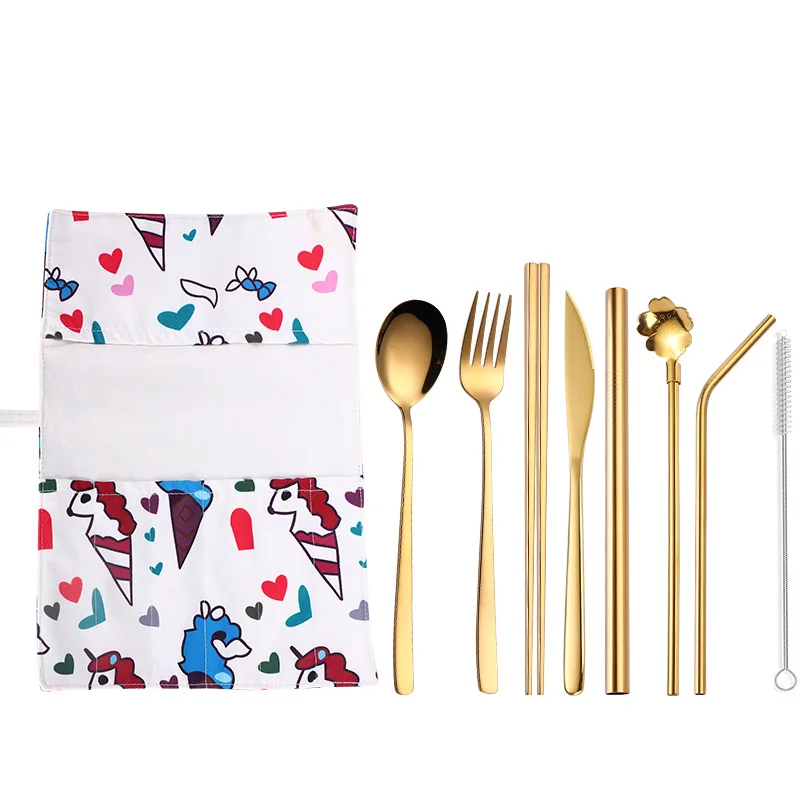 9 шт./компл. Портативный Нержавеющая сталь набор столовых приборов со столовыми