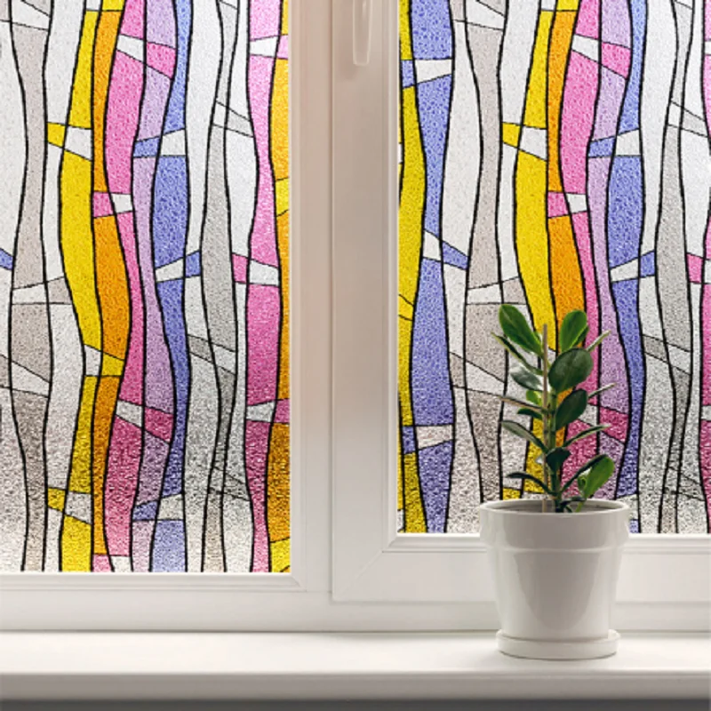 100 см Длина электростатическое окно виниловая пленка цветное линия Стиль защиты