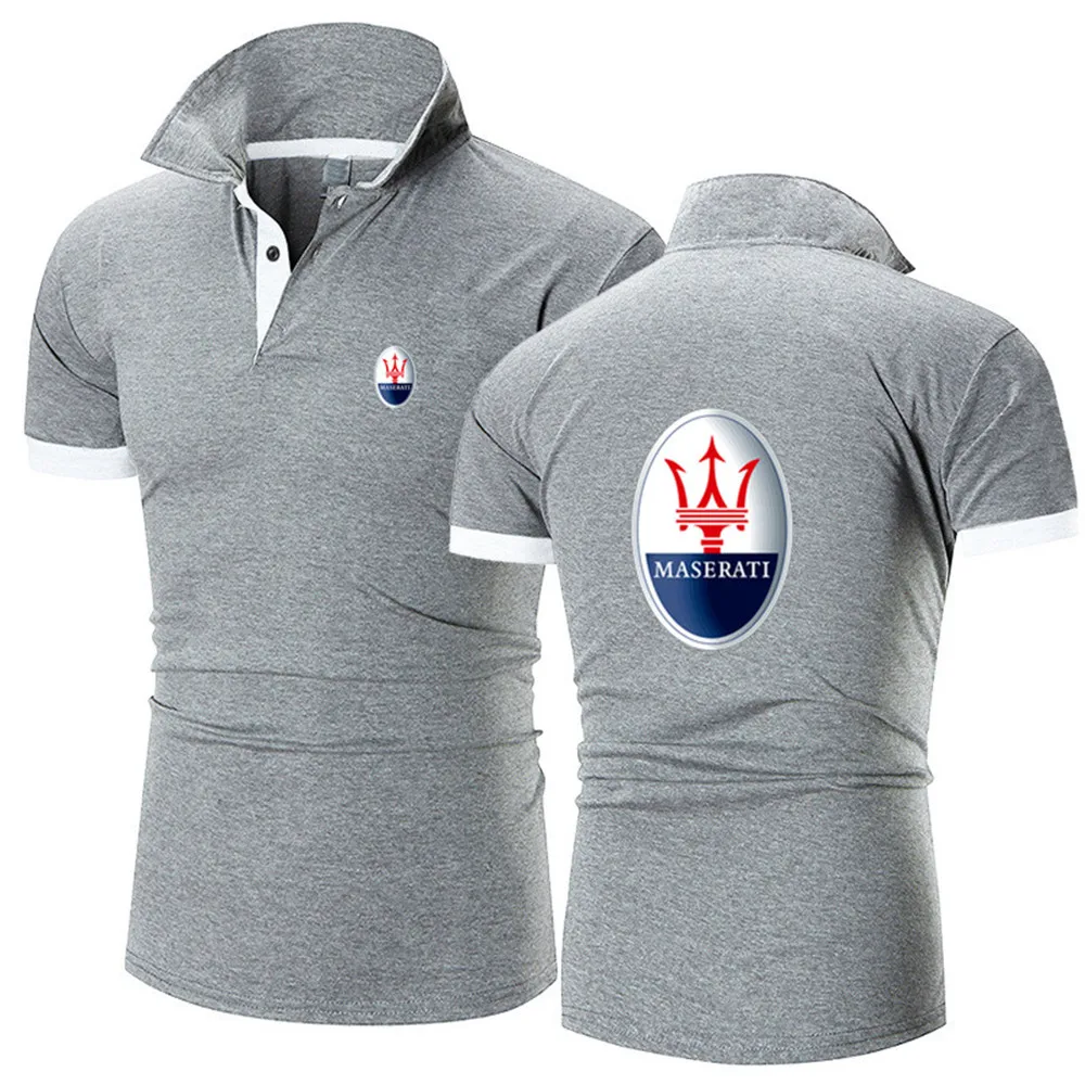 

2021 New trend summer men's simple polo shirt MASERATI car logo short sleeve lapel slim breathable shirt men's T-shirt men