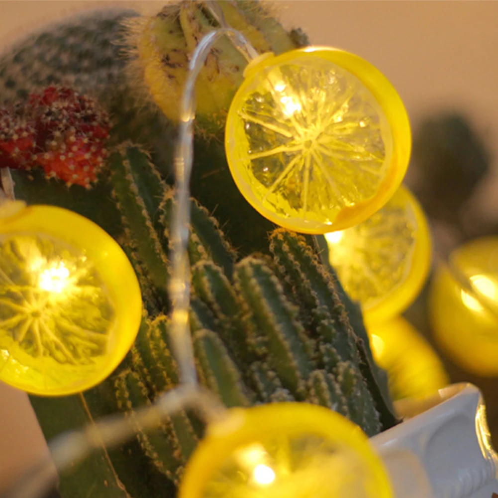 

LED Simulation Lemon Lamp String Lights 2 Lighting Modes Battery Powered Warm Light for Holiday Christmas Party Room Curtain Dec