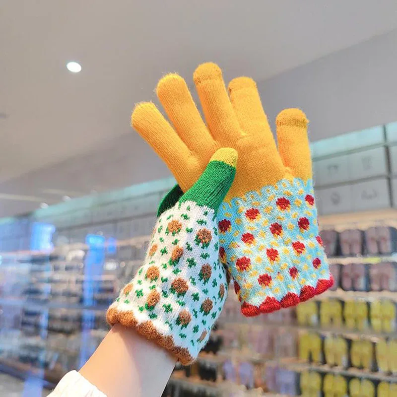 

New Colorful Unisex Women Men Winter Thicken Wrist Gloves Warm Mittens Bigh Fleece Cotton Warmer Students Driving Glove Female