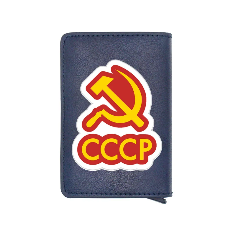 

Red CCCP Sickle Hammer Design Card Holder Men Wallets Vintage USSR Communism Money Bag Male Short Purse