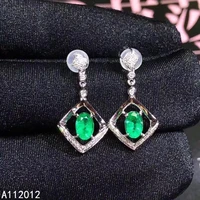 kjjeaxcmy fine jewelry natural emerald 925 sterling silver vintage girl gemstone earrings new ear studs support test with box